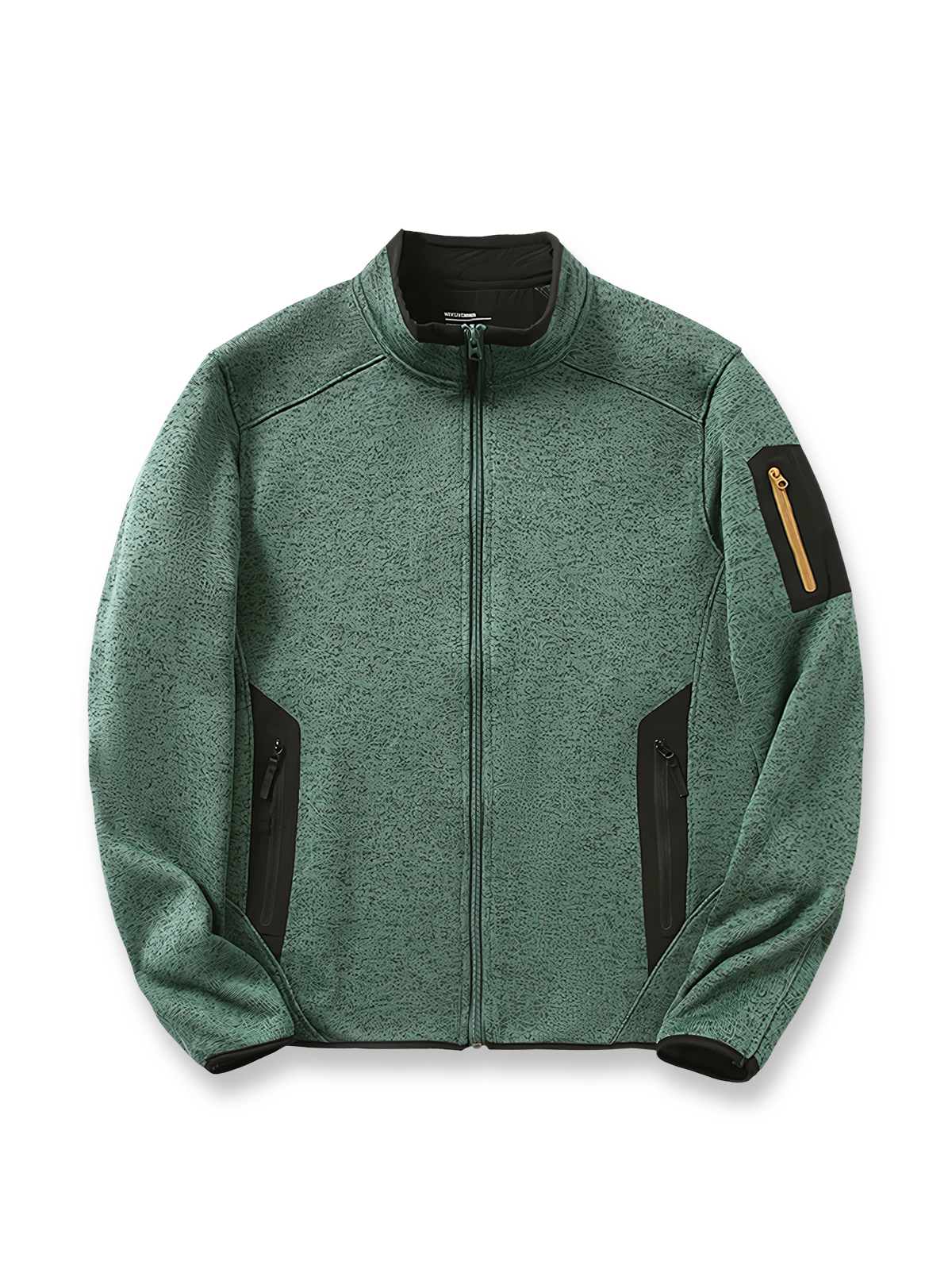 製品画像
「9色展開のスタンドカラーフリースジャケットの全体展示画像。高い透湿性と保温性を兼ね備え、スタンドカラーデザインが防風性と首元の立体感を引き立てるジャケット。多孔構造、ポーラス構造、マイクロポーラス膜技術、透湿性、保温性、防風、9色展開。」

詳細画像
「スタンドカラーフリースジャケットのスタンドカラー部分と袖口のディテールを特写。防風性と保温性を高めるデザインが際立ち、柔らかな起毛素材と立体メッシュ素材の構造が確認できる。スタンドカラー、防風デザイン、保温性、起毛素材、立体メッシュ、多孔構造、ディテール特写。」