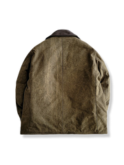 厚手コットンｘレザー ダブルブレスト中綿ジャケット