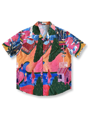 カラフルパターン 半袖シャツ