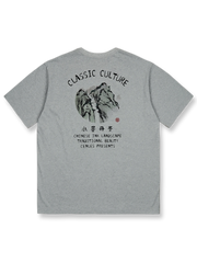 水墨画スタイル『水墨丹青』プリント半袖Tシャツ