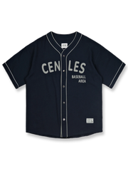 レトロ刺繍入りベースボールシャツ