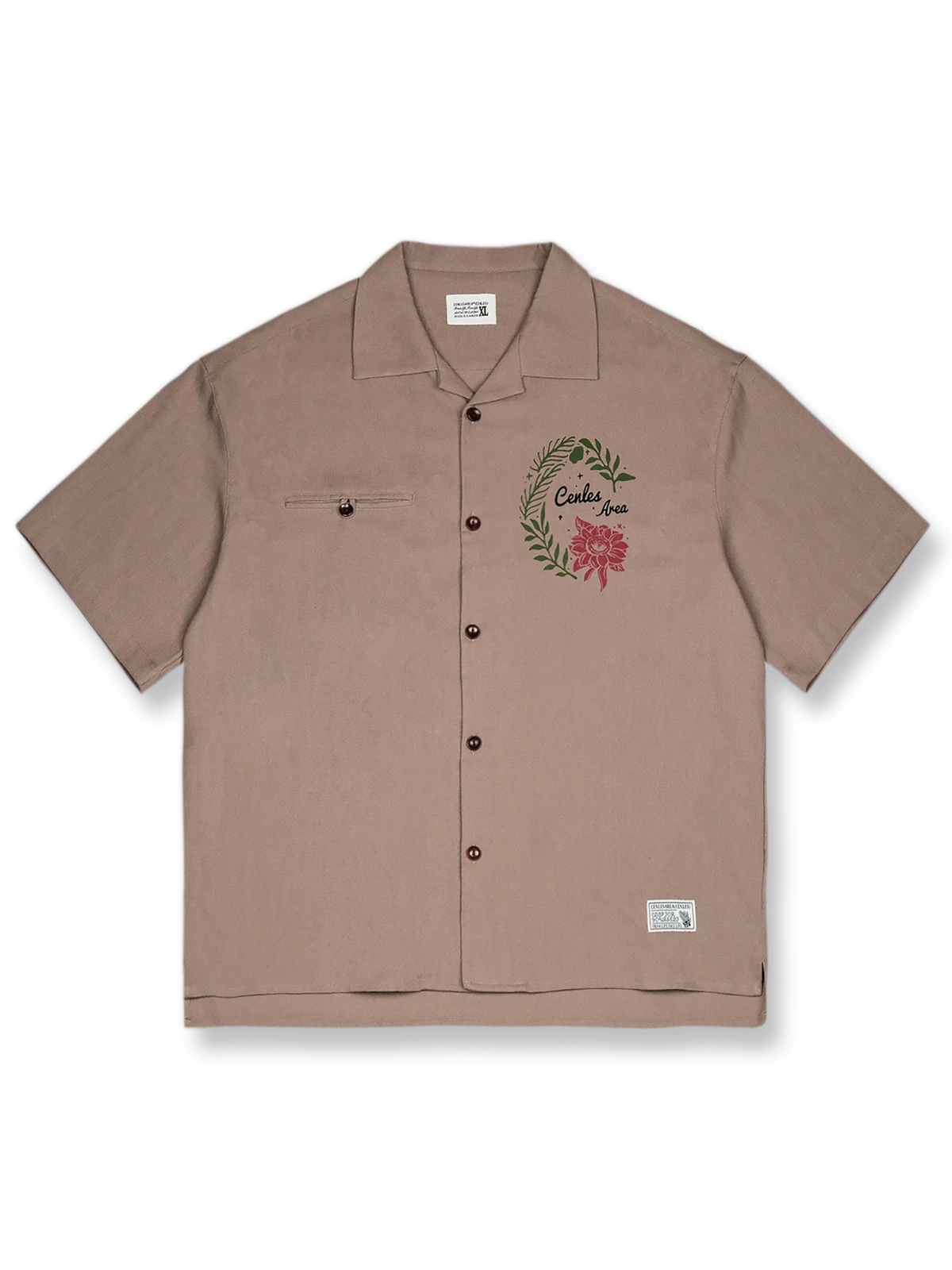 キューバカラー綿麻 半袖シャツ