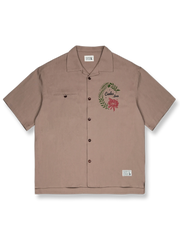 キューバカラー綿麻 半袖シャツ