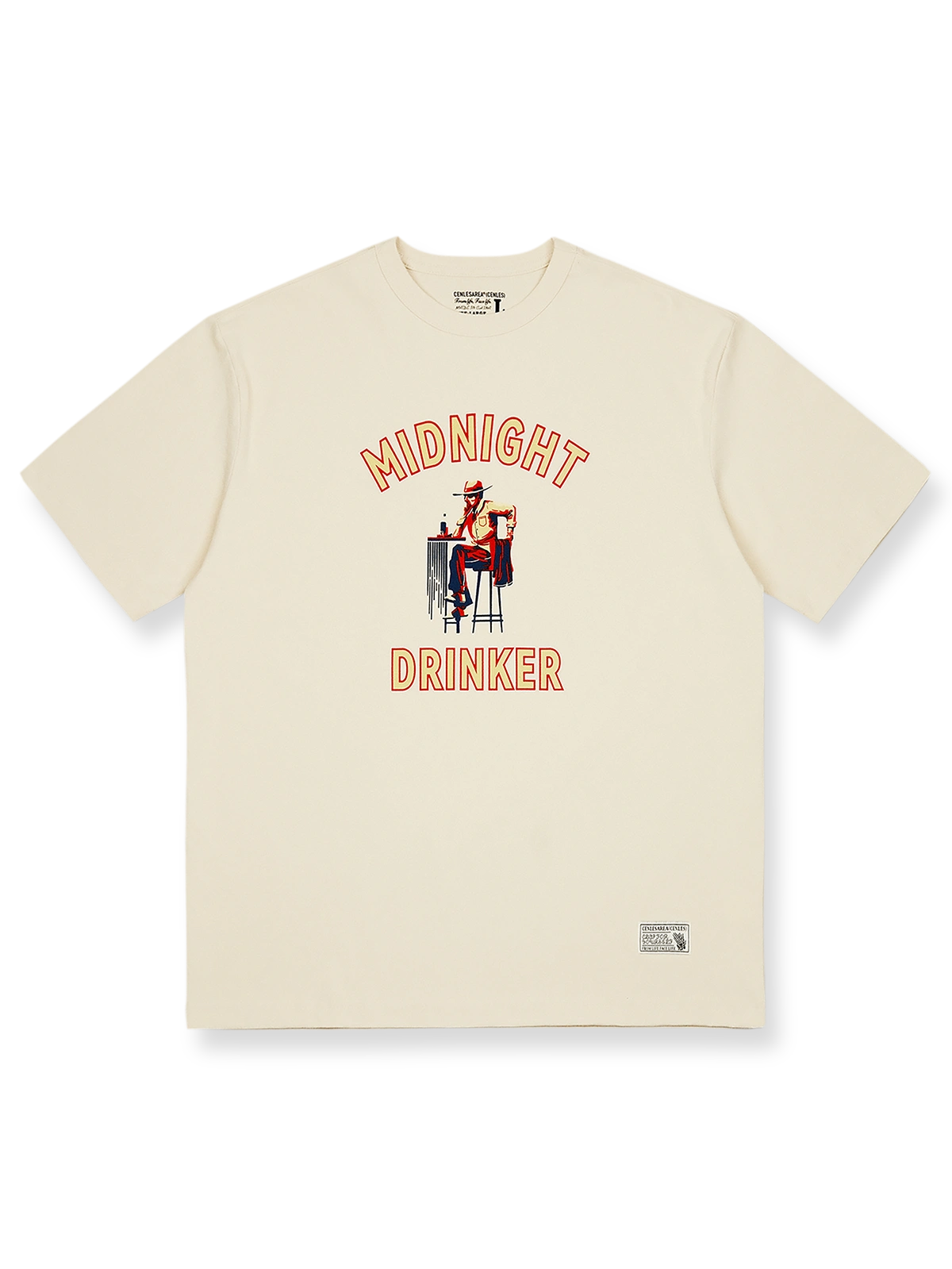 ナイトオウルドリンカープリント半袖Tシャツの正面全体図、三色を展示