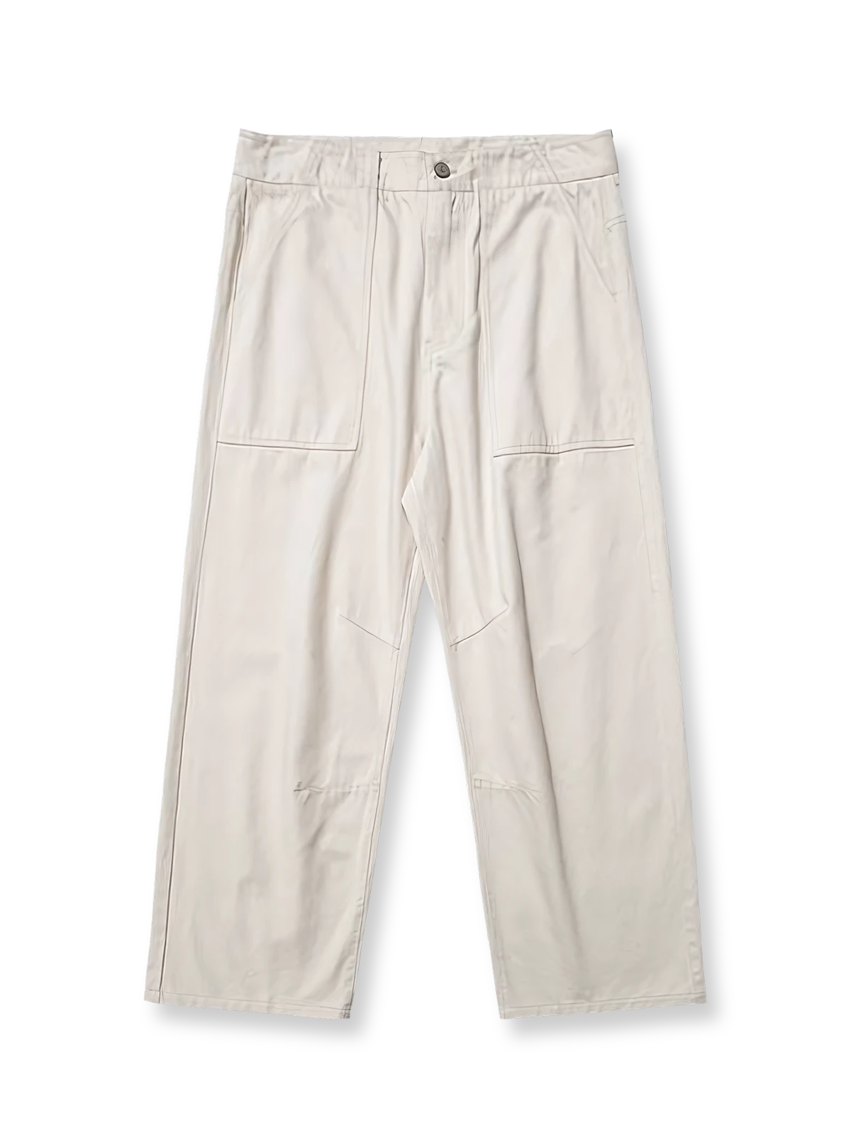 製品画像: サンドウォッシュ加工を施したヴィンテージ感あふれるツータックストレートカジュアルパンツ全体展示、柔らかな触感と自然な色合いが特徴
詳細画像: サンドウォッシュ加工とツータックデザインのディテール特写、立体感を強調したシルエット