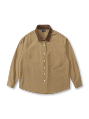 コーデュロイ襟付き配色シャツの全体