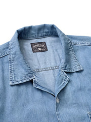 ウォッシュドデニムオープンカラーシャツ