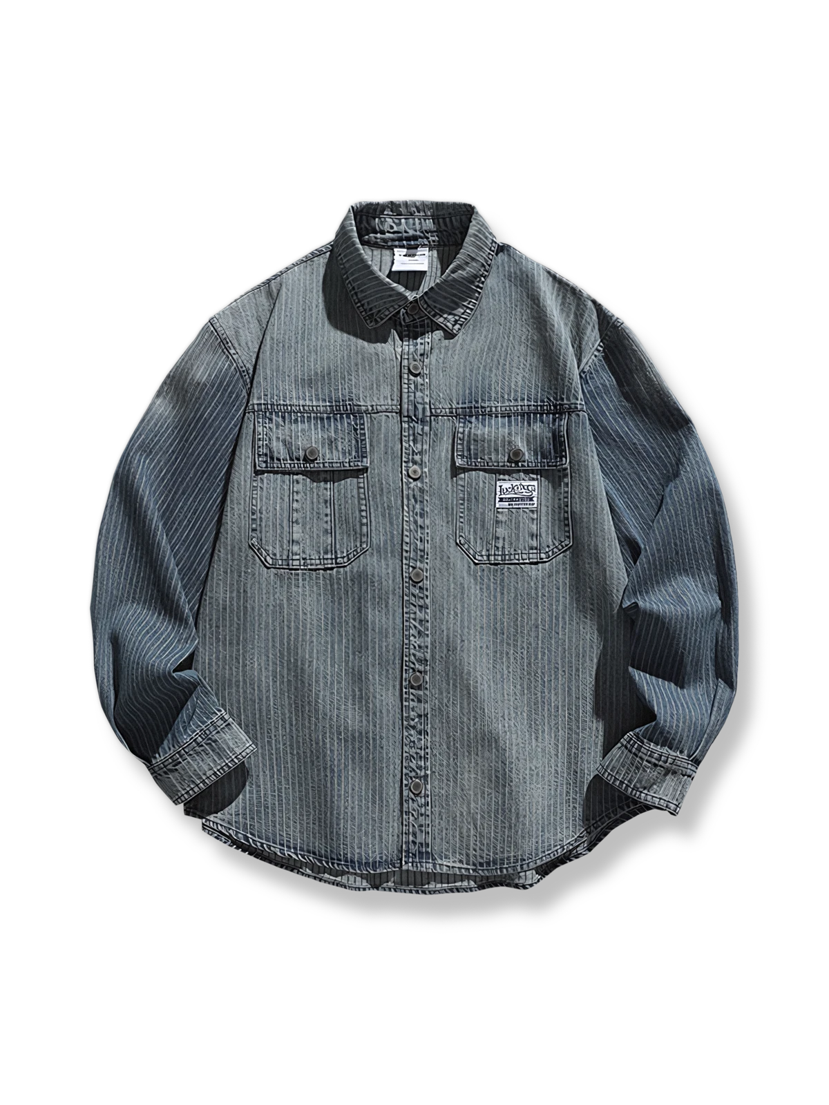 ヴィンテージ風 ストライプ デニムシャツ