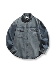 ヴィンテージ風 ストライプ デニムシャツ