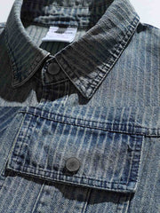 ヴィンテージ風 ストライプ デニムシャツ