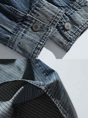 ヴィンテージ風 ストライプ デニムシャツ