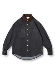 コーデュロイ襟 ウォッシュドデニムジャケット