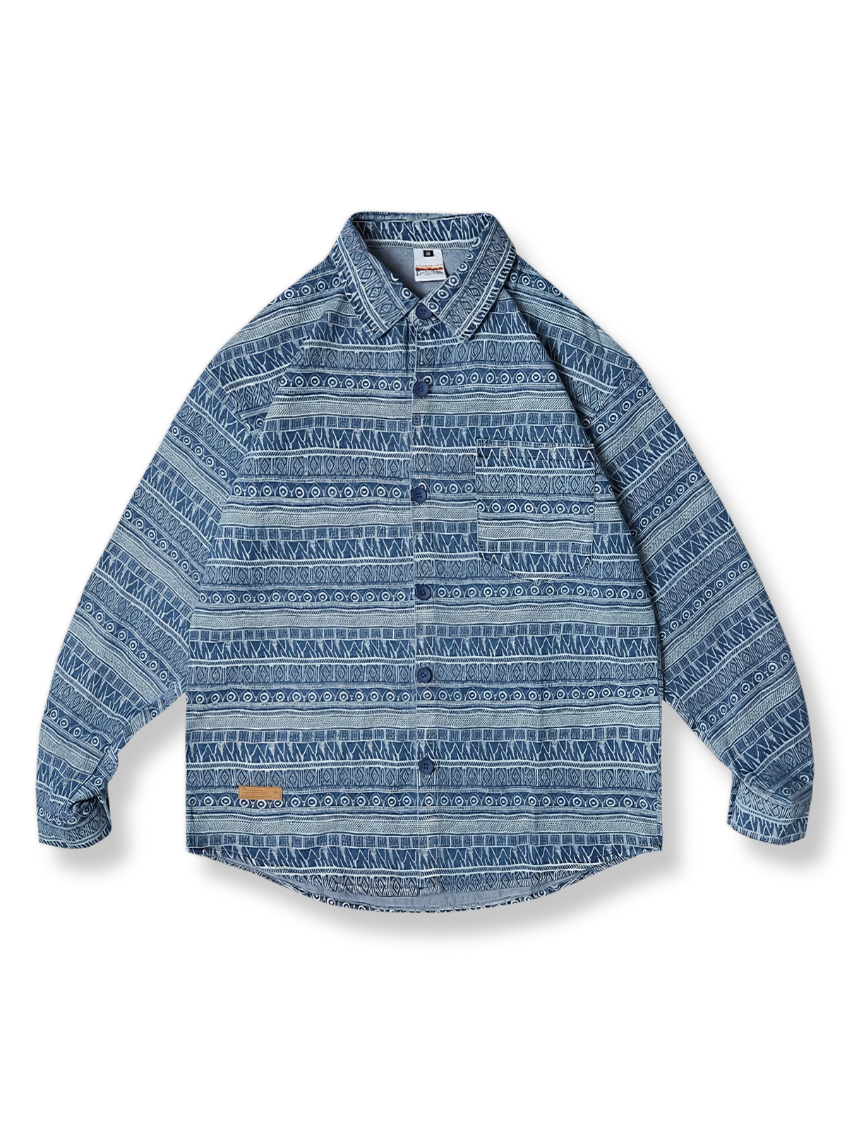 インディゴ柄 カジュアルシャツ