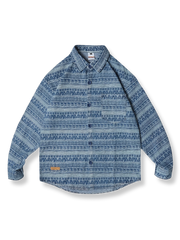 インディゴ柄 カジュアルシャツ