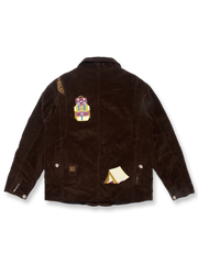  ヴィンテージハンティングコーデュロイ刺繍ジャケット、正面と背面の全体図