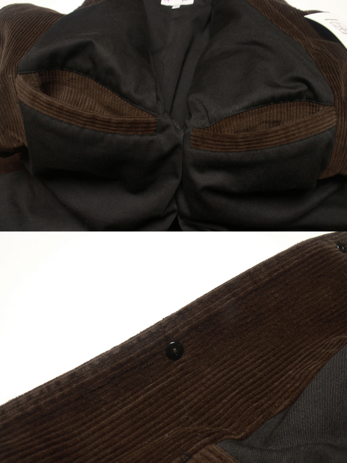 コットン刺繍とレザーパッチのディテール特写