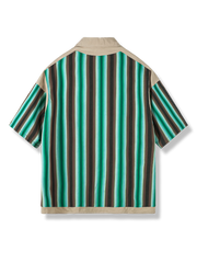 茶 緑色 ストライプ シャツ