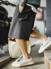 モクグレーの15番ループヤーンワイドショーツ正面