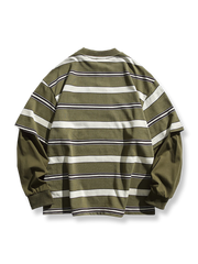 ストライプレイヤード風長袖Tシャツ