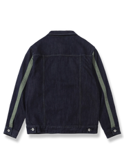 ウォッシュド加工 配色ポケットデニムラグランジャケット