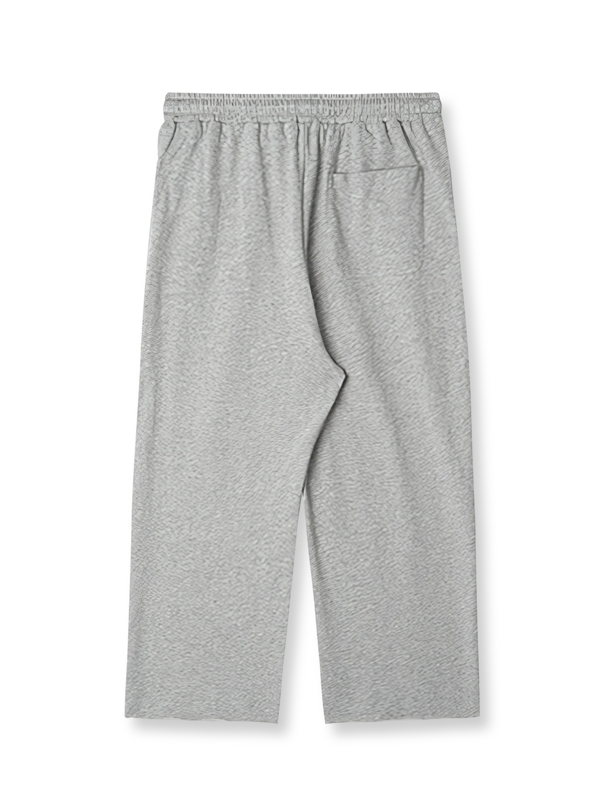 製品画像: レトロなコットン混紡ニットスウェットパンツの全体展示。シンプルなストレートシルエットとロールアップ裾が特徴のカジュアルスウェットパンツ。

詳細画像: ウエスト部分のゴムとドローストリング、裾のロールアップディテール特写。ウエストと裾のデザインが引き立つ特写。