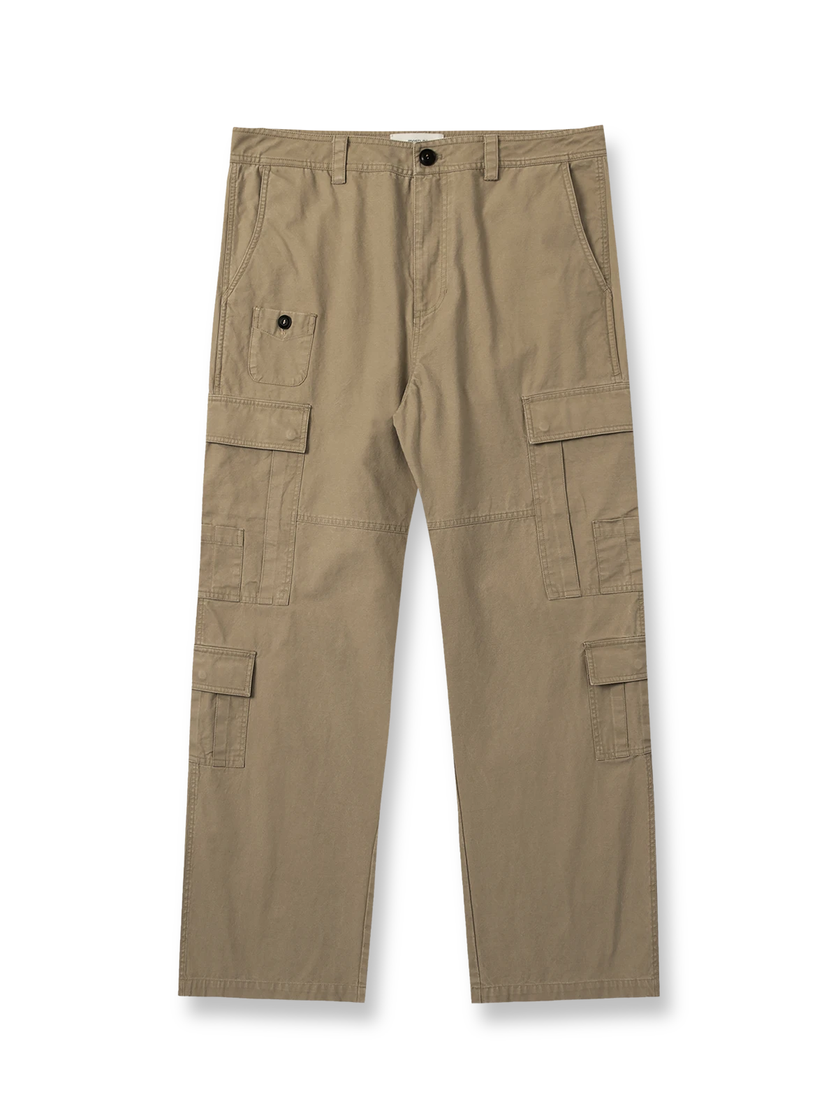 製品画像: 日本製コットンの重厚ウォッシュ加工 四つポケット付き ストレート ワークパンツ 全体展示。クラシックでレトロなデザインが特徴。
詳細画像: 四つポケットのディテールとウォッシュ加工の質感を強調したクローズアップ画像。