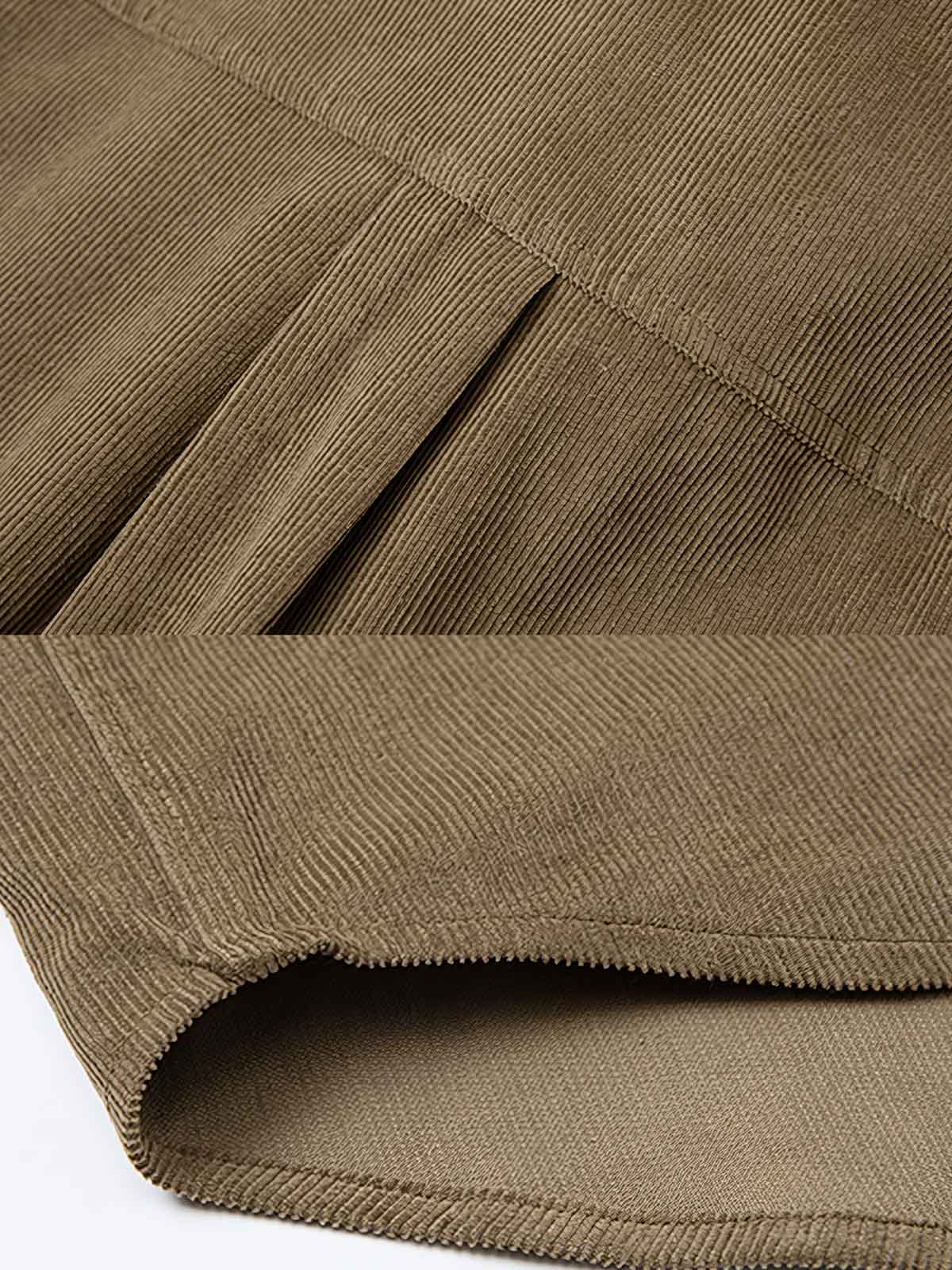 製品画像: ジャパニーズテイストのコーデュロイワークシャツの正面展示。冬に最適な柔らかい100%コットン素材で、カジュアルかつ上品なスタイルを提供。

詳細画像: ダブルポケットとコーデュロイ素材の質感を強調したディテール展示。実用性とレトロな魅力を兼ね備えたデザイン。