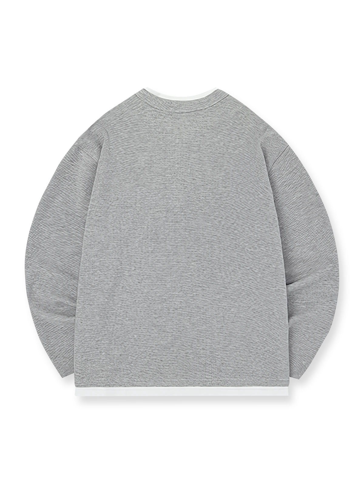 製品画像: ヘンリーネック レイヤード風 ワッフル 長袖Tシャツ全体展示。ヘンリーネックとレイヤード風デザインが融合したスタイル、ワッフル生地が独特の質感を引き立て、洗練されたカジュアル感を演出。

詳細画像: ワッフル生地のテクスチャーとレイヤードデザインの特写。独自の質感とディテールが着こなしに深みを加え、シンプルでありながらもデザイン性が光る。