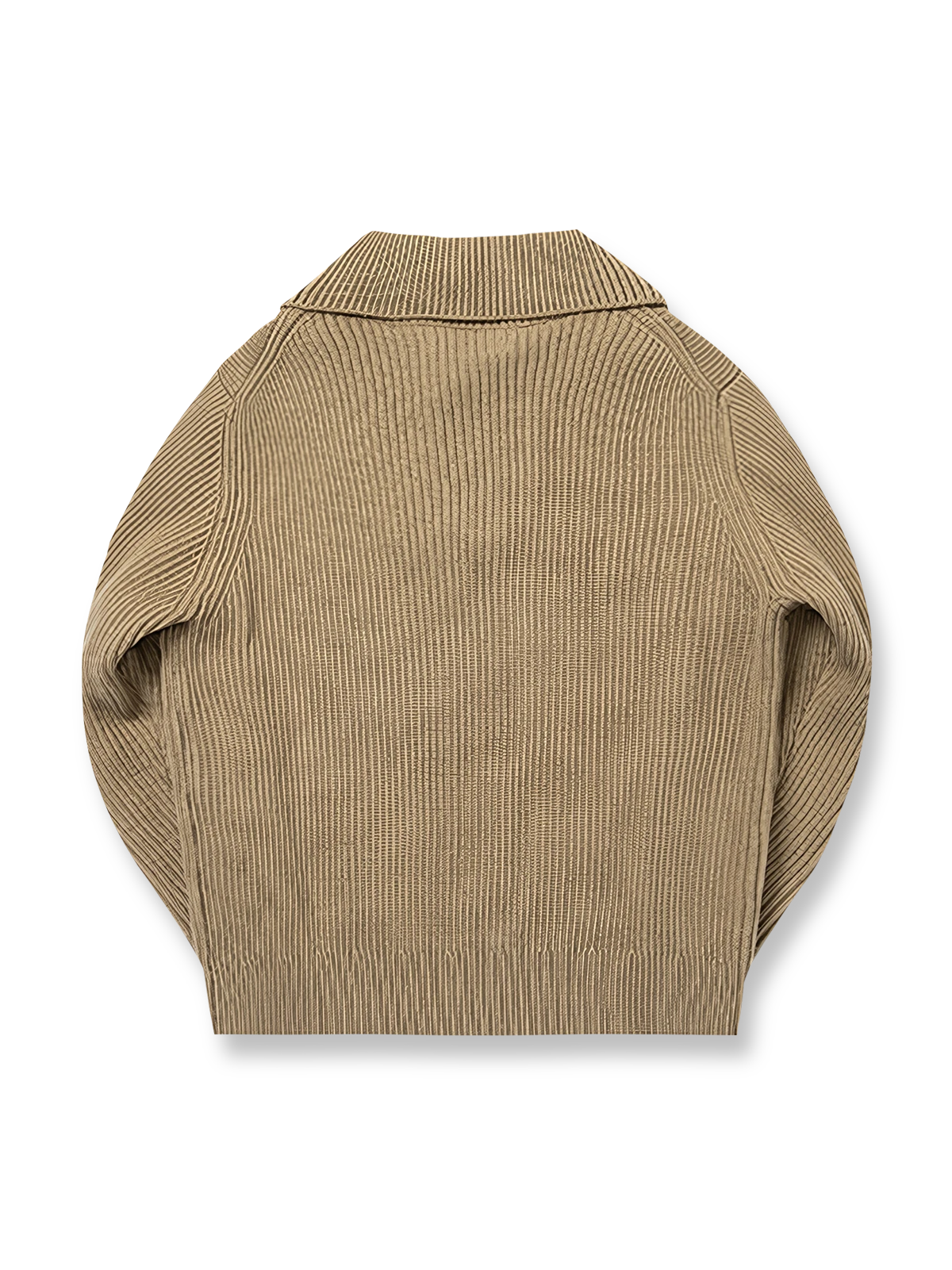 製品画像: ジャパニーズテイストの重厚な海島コットン大きめ襟付きセーラーニットの正面展示。秋冬に最適なクラシックスタイル。
詳細画像: 粗い編み目と二色使いの大きめ襟のディテール展示。ヴィンテージ感が際立つデザイン。