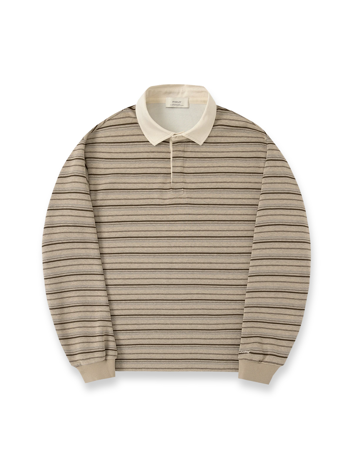 製品画像: 350Gアメカジ風ヴィンテージバイカラーストライプニットポロシャツ正面展示
詳細画像: バイカラーストライプとクラシックな襟のディテール