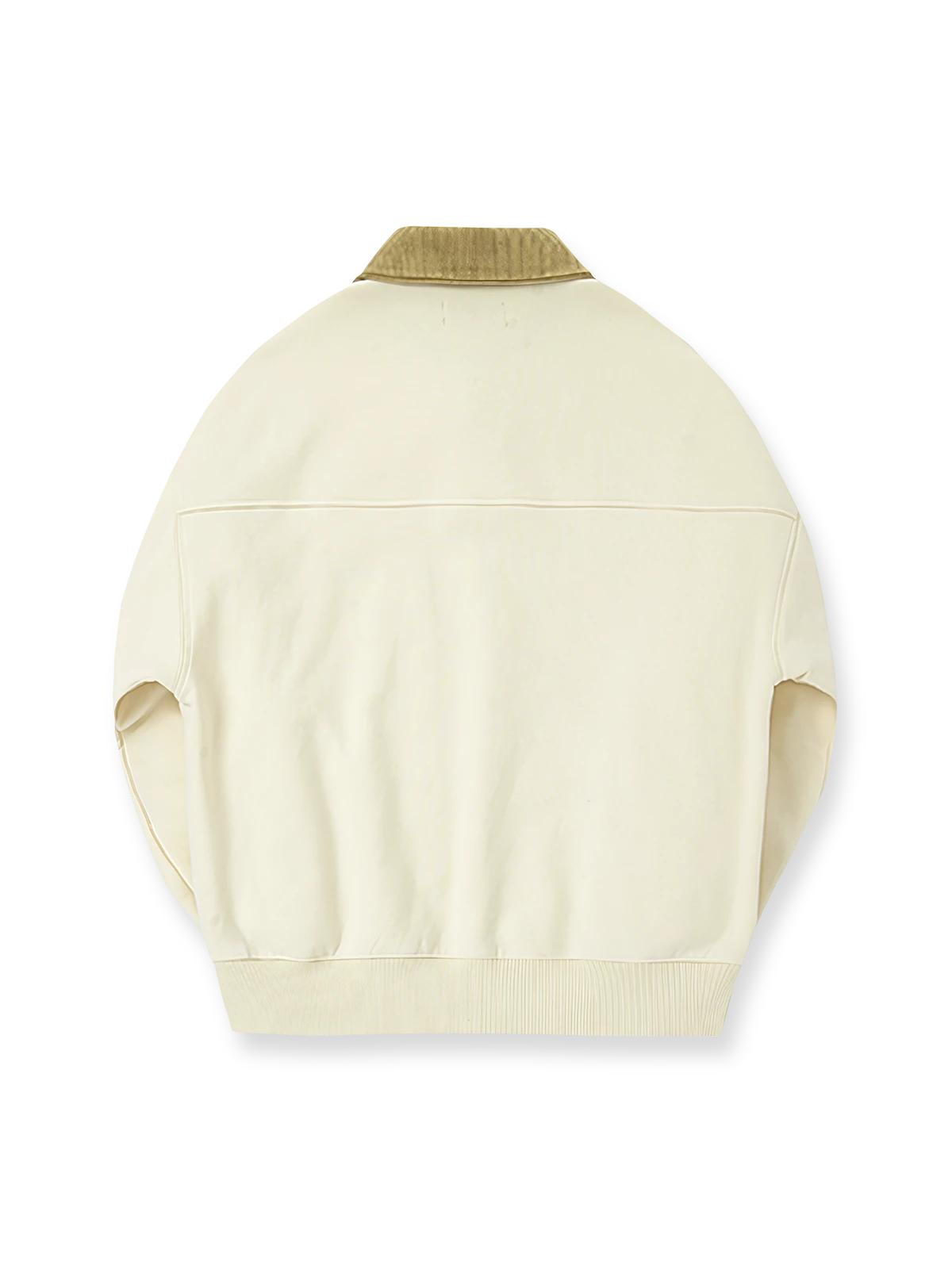 製品画像: 450Gカーボンブラッシュ加工のコーデュロイショールカラーレトロスウェット 正面全体展示
詳細画像: コーデュロイ襟と本革ボタンのディテールが映えるディテール展示