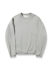 製品画像: 420gヘビーウェイト生地を使用したレトロなアメカジクルーネックスウェットの正面展示。シンプルでありながらクラシックなデザインを強調したアメカジスタイルの魅力を伝えます。

詳細画像: スウェット内側の起毛加工ディテール特写。高密度のヘビーウェイト生地と優れた保温性、柔らかな肌触りを強調し、製品の質感を強調。