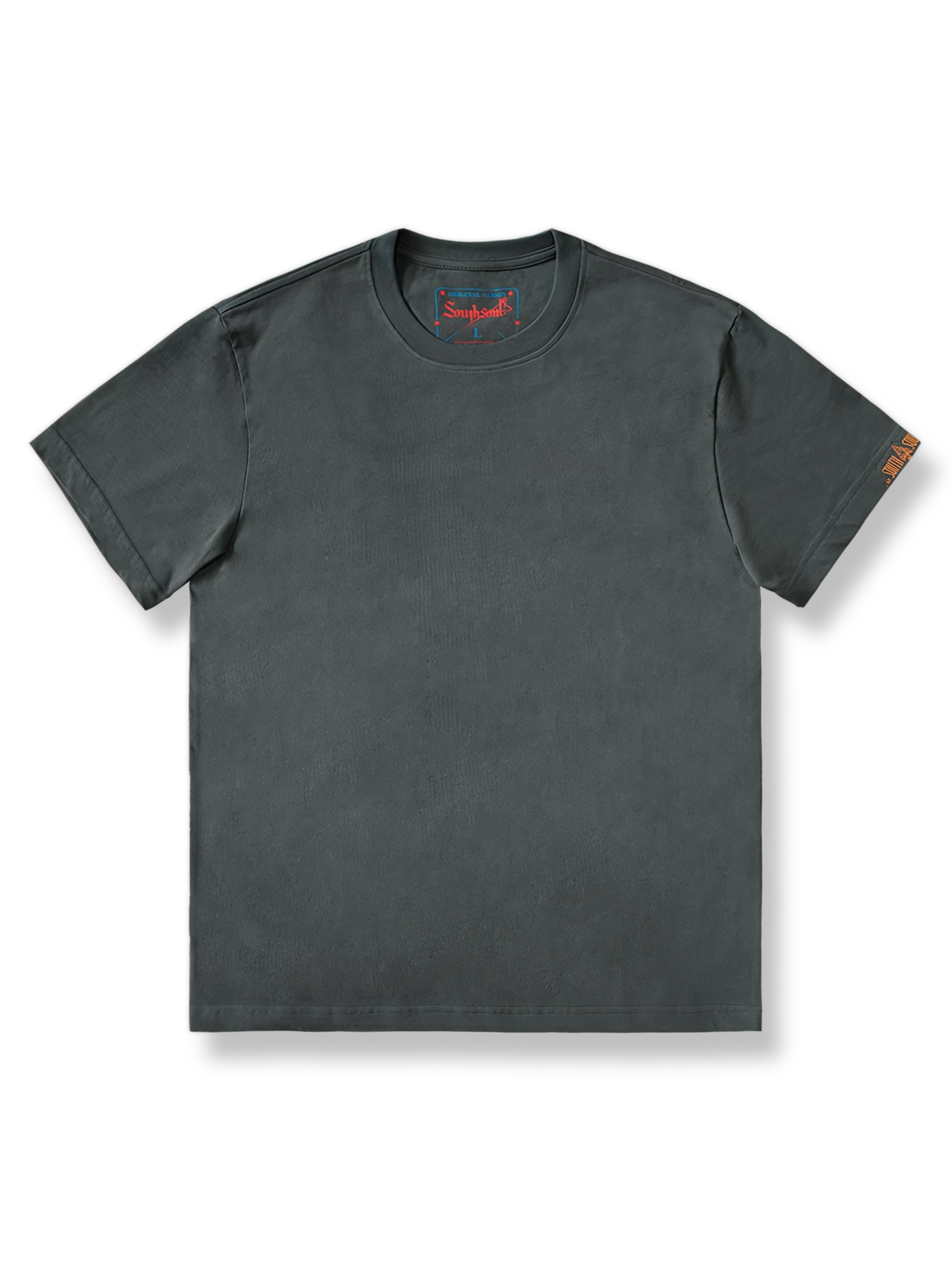 綿紡績刺繍クルーネックTシャツ