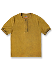 入りヴィンテージスタイル ヘンリーネック 半袖シャツ