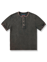 入りヴィンテージスタイル ヘンリーネック 半袖シャツ