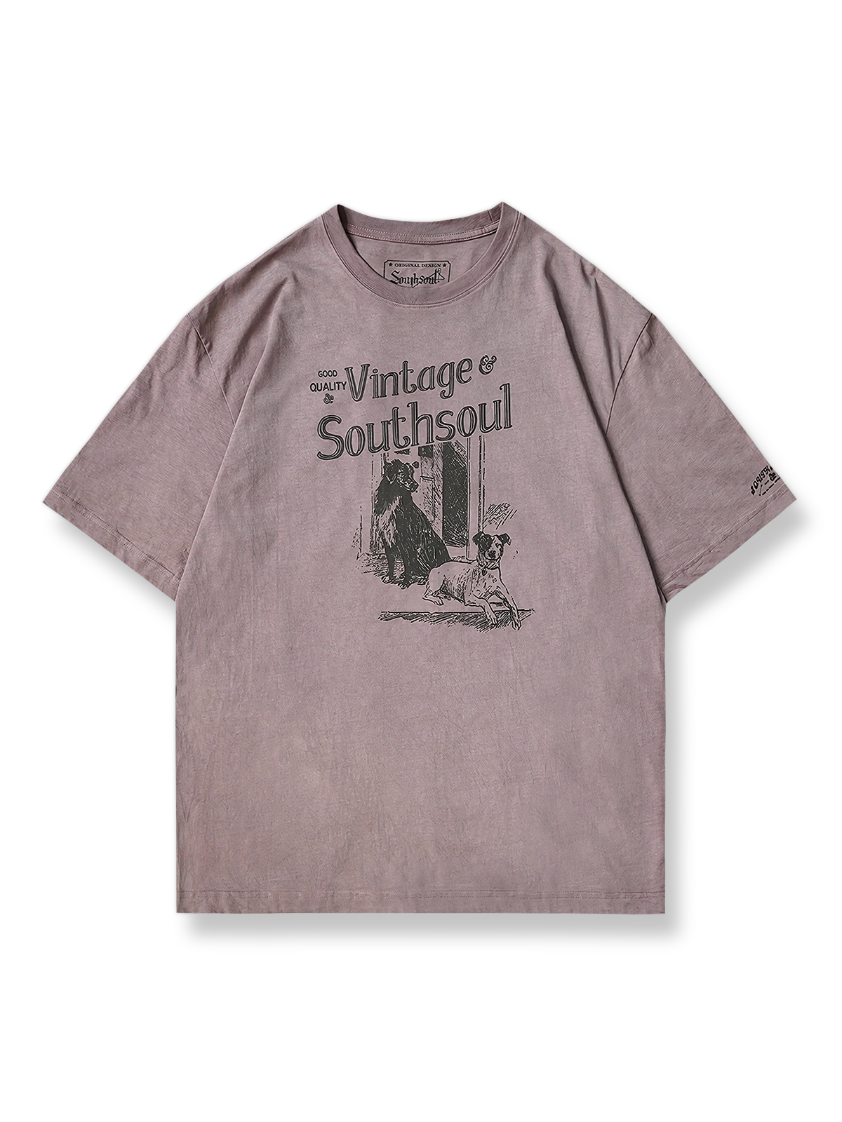 製品画像：ヴィンテージプリント植物染Tシャツの正面図