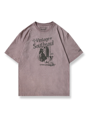 製品画像：ヴィンテージプリント植物染Tシャツの正面図