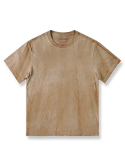 260gのヘビーウェイトピュアコットン製ハンドメイド植物染めTシャツの平置き画像