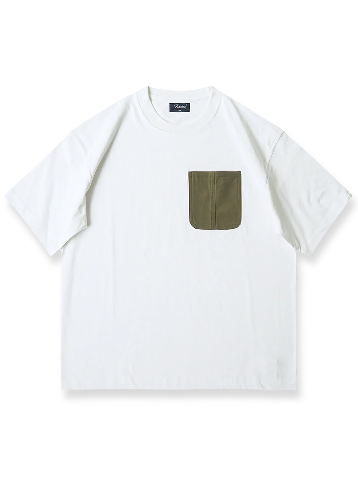 ワークミリタリースタイルのダブルステッチポケットデザイン半袖Tシャツの全体像