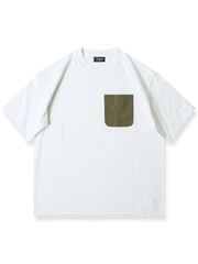 ワークミリタリースタイルのダブルステッチポケットデザイン半袖Tシャツの全体像