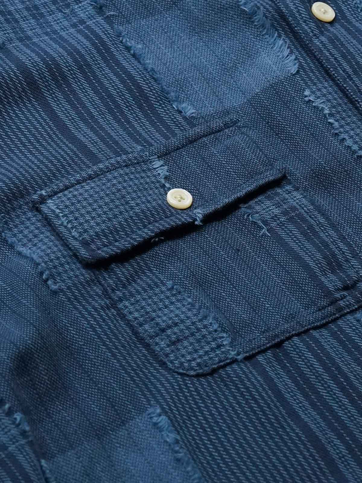 詳細画像: シャツのヒャクヤブチェックのディテールと胸元ポケットデザイン