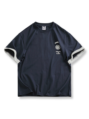 バイカラー袖口 両面プリントTシャツの正面画像