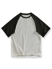 ゆったりラグランスリーブ配色Tシャツ全体図