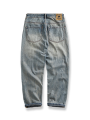 ヴィンテージダメージパッチワークデニムパンツの全体像