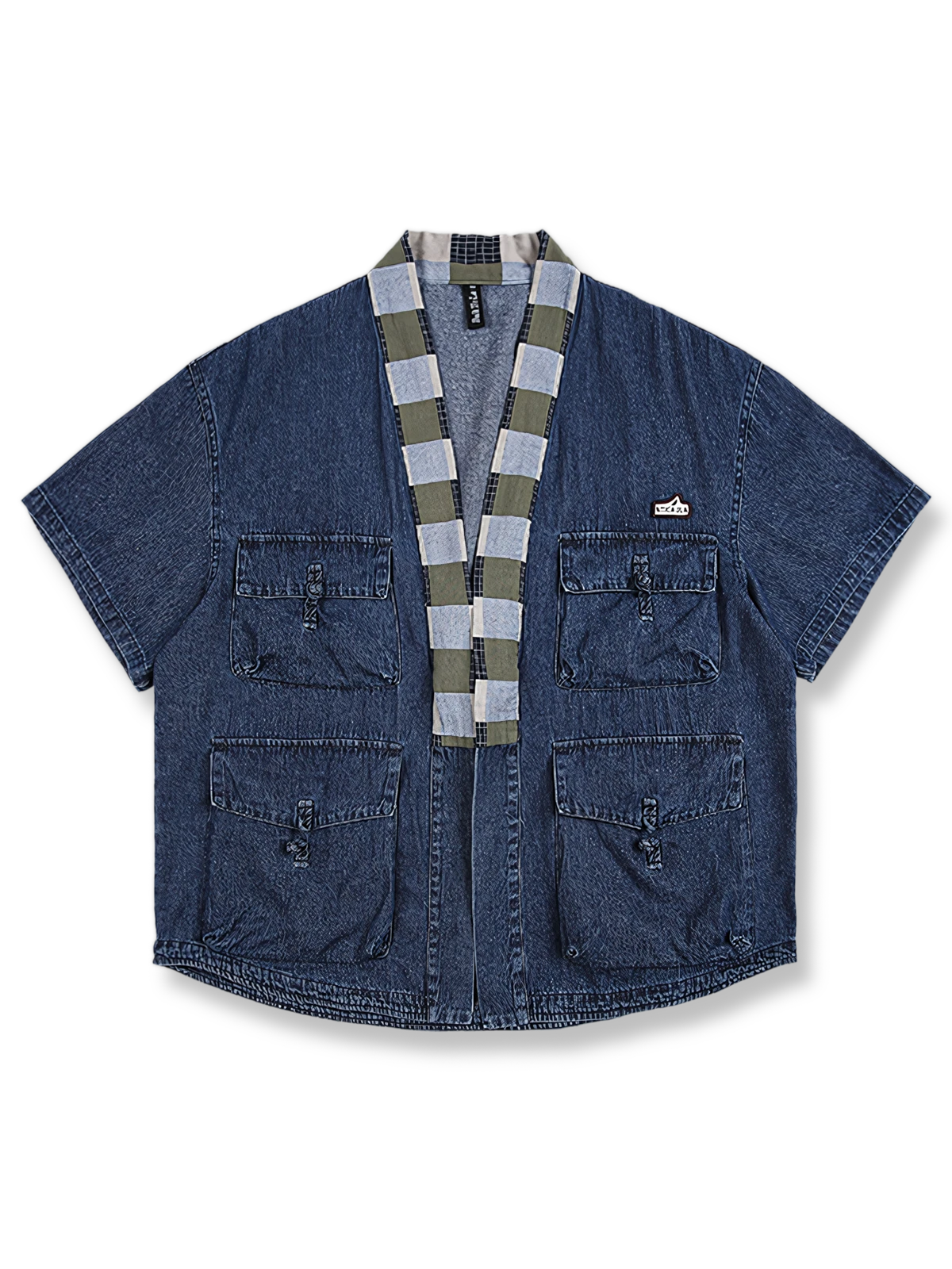 多ポケット デニム はんてん風 半袖ジャケット