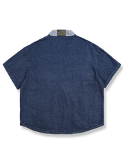 多ポケット デニム はんてん風 半袖ジャケット