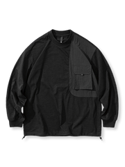 4色展開 異素材パッチワーク長袖Tシャツ