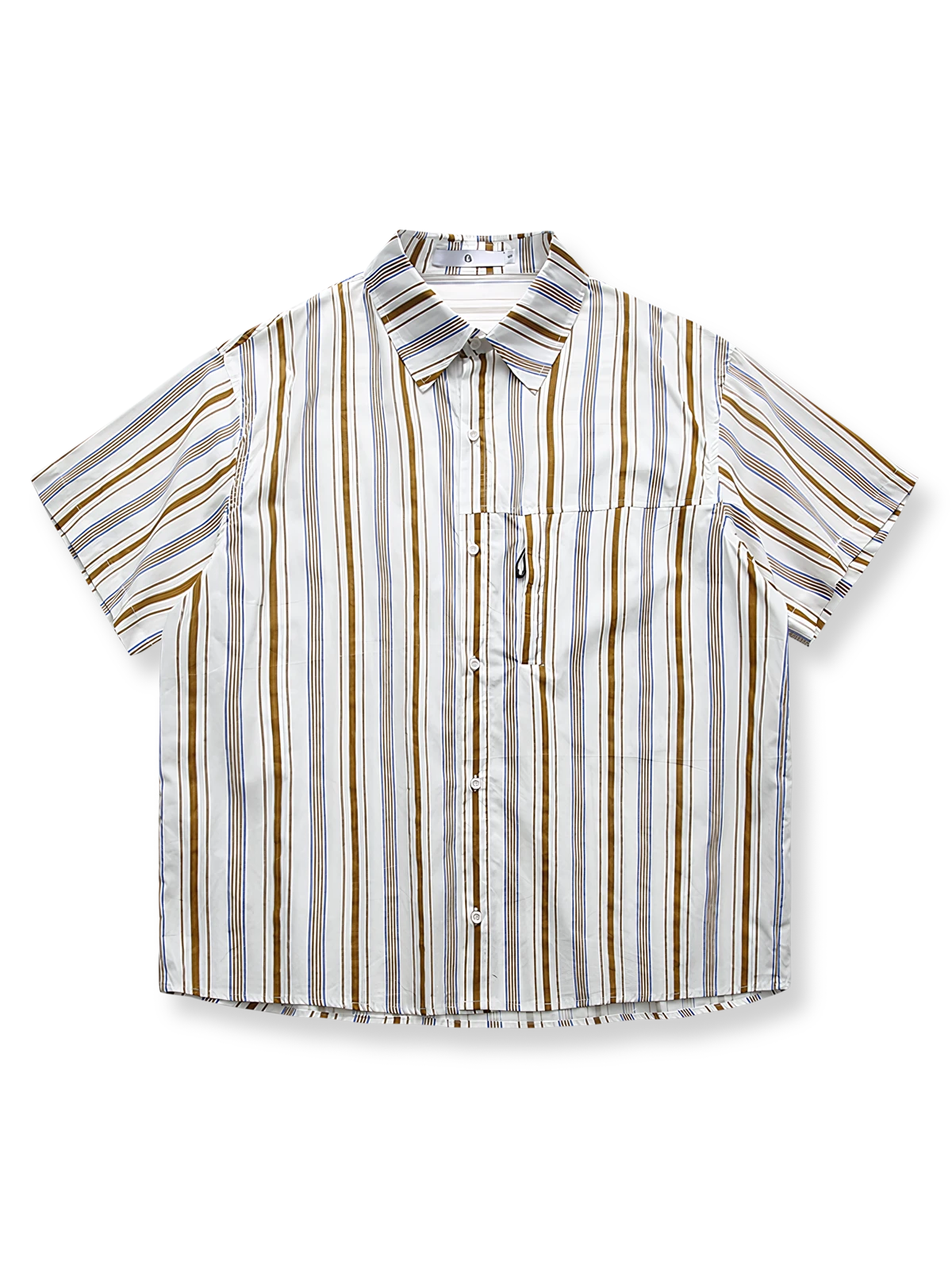 コントラスト ストライプ 半袖シャツ