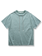 ストライプ ドローコード半袖Tシャツ