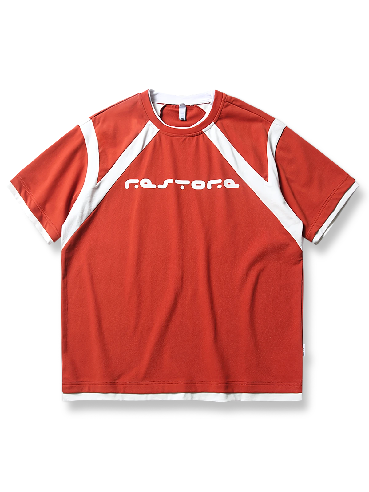 コントラストカラー パッチワーク プリントTシャツ